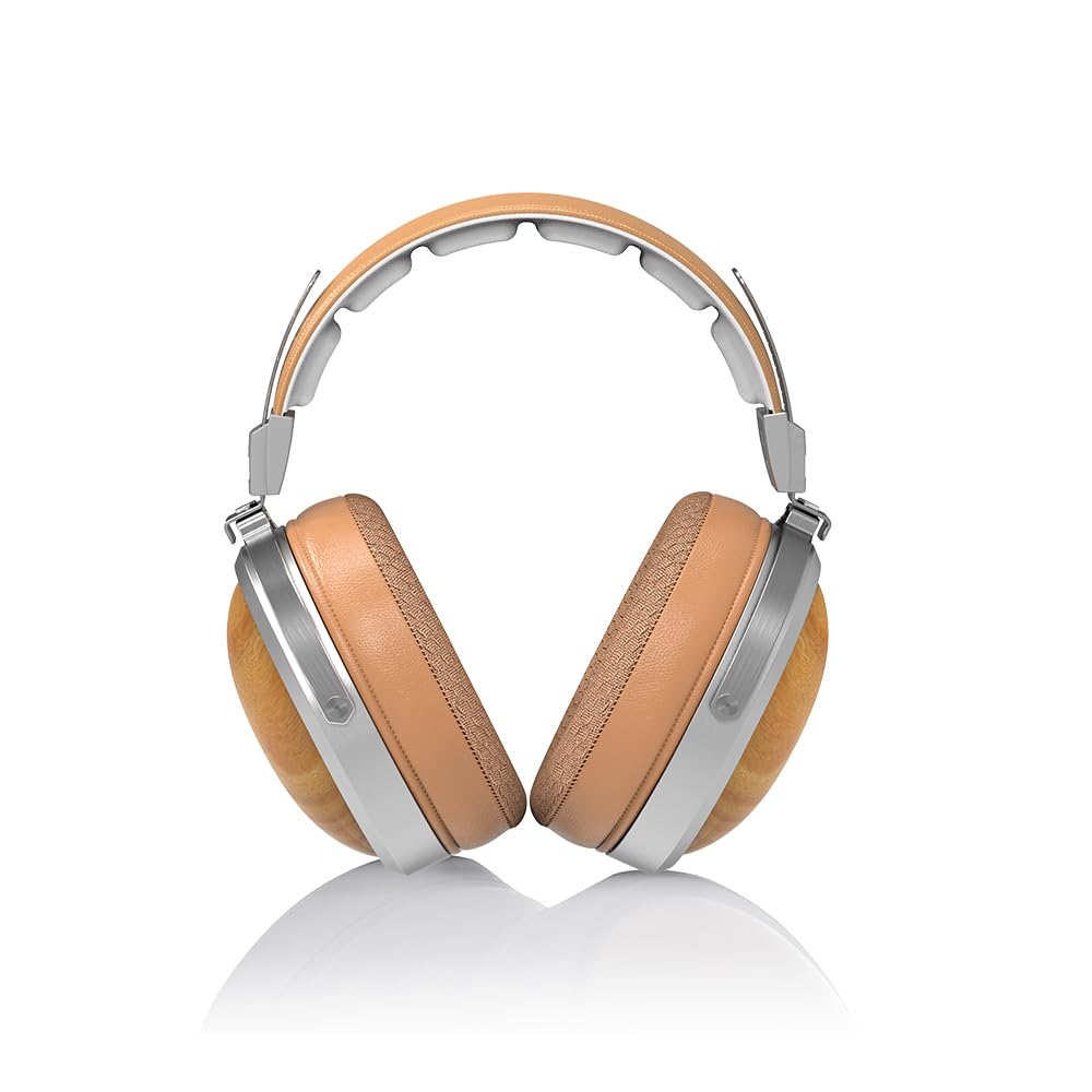 FiiO FT1 Closed-Back Over-Ear Nanowood Fiber Composite Diaphragm Wired Hi-Fi Headphones Detachable Cable American Black Walnut Wood Ear Cups for Home Studio Recording (Beech)
