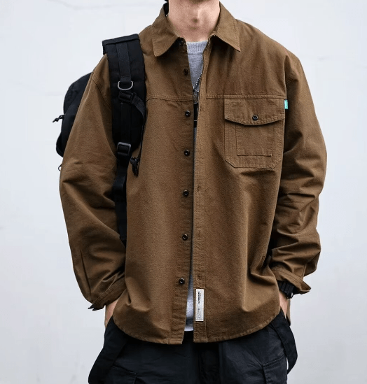 Vintage Downtown Casual Shirt Men Jacket (One Piece)