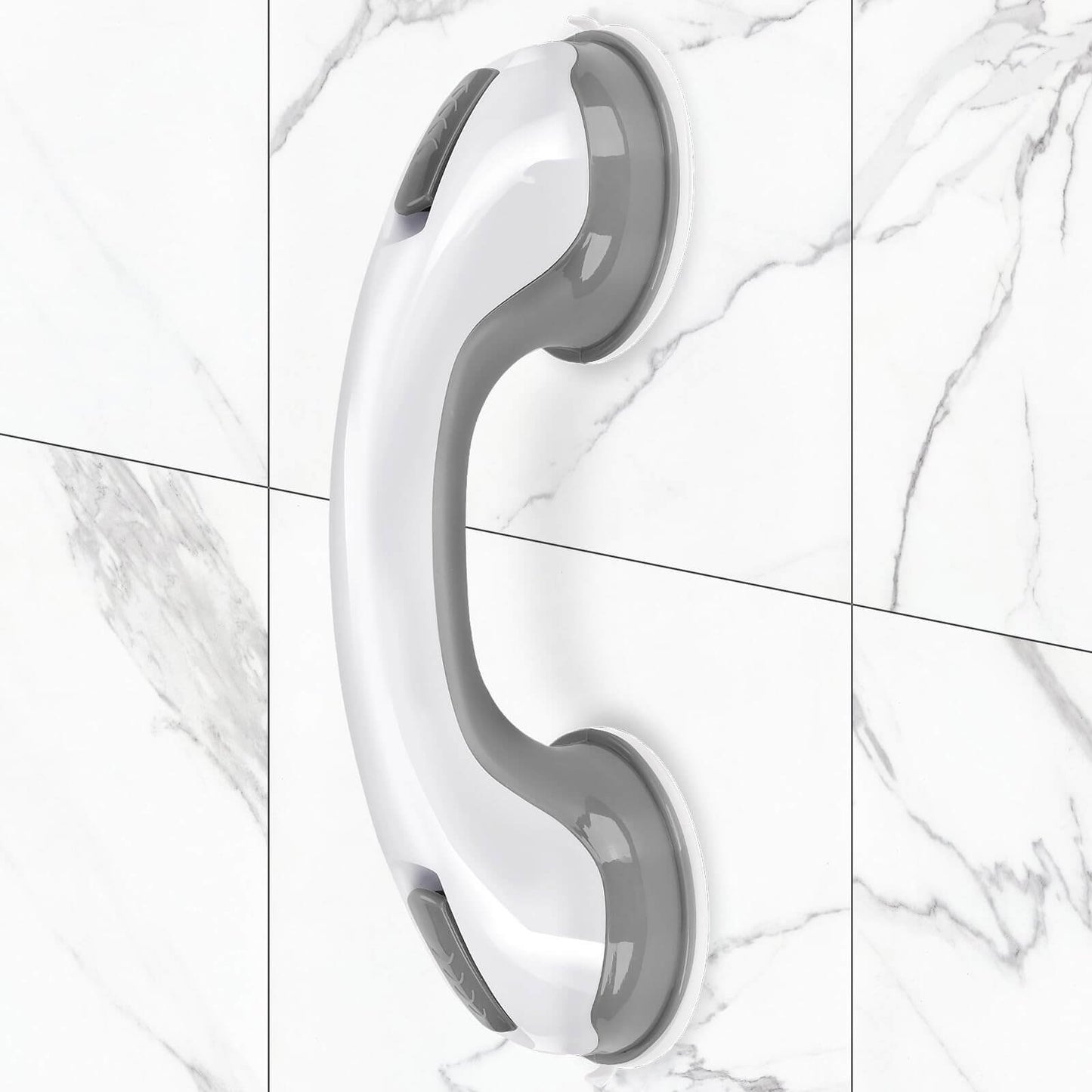 Shower Handle 1 Pack Grab Bars for Bathtubs & Showers 12 inch Grab Bars for Bathroom with Strong Hold Suction Cup Balance Bar Safety Hand Rail for Injury Senior Elderly Grey