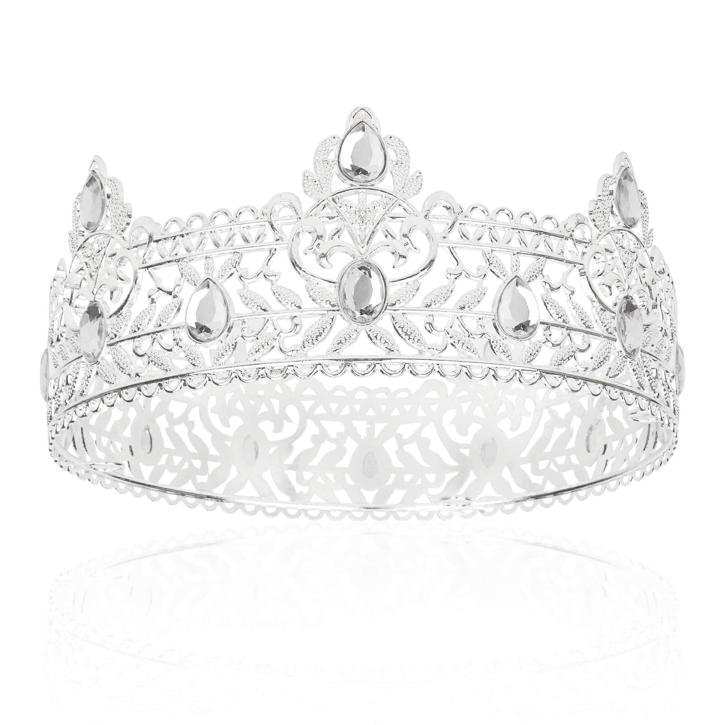 King Crown CIEHER King Crowns for Men Crystal Baroque Wedding Crown Men Prom Crown Prince Tiara Women Evil Crown for Birthday King Halloween Costume Birthday Decorations for Men Silver King Crown