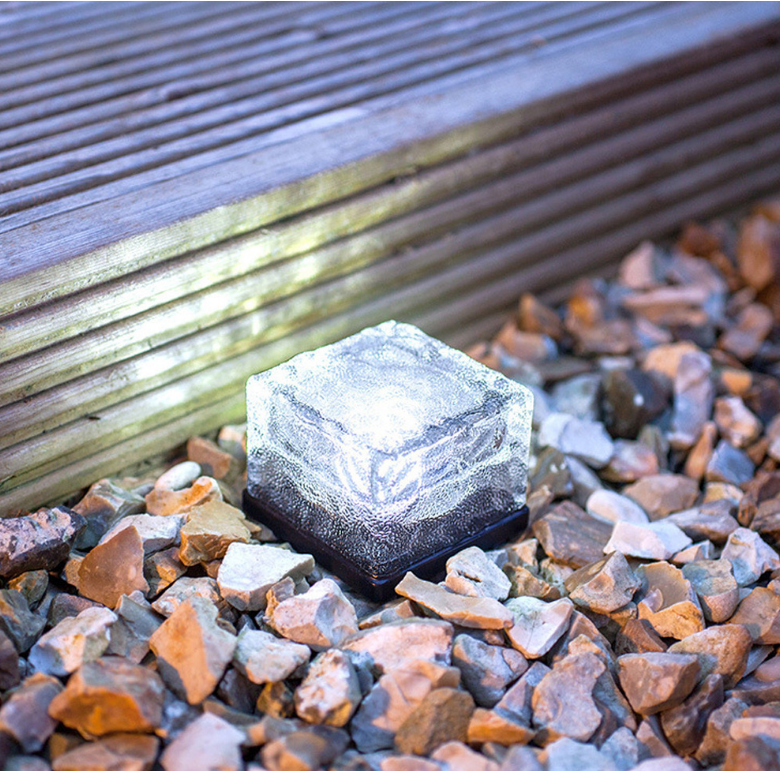 Glass Ice Brick Light, Solar Lawn Ground Lights