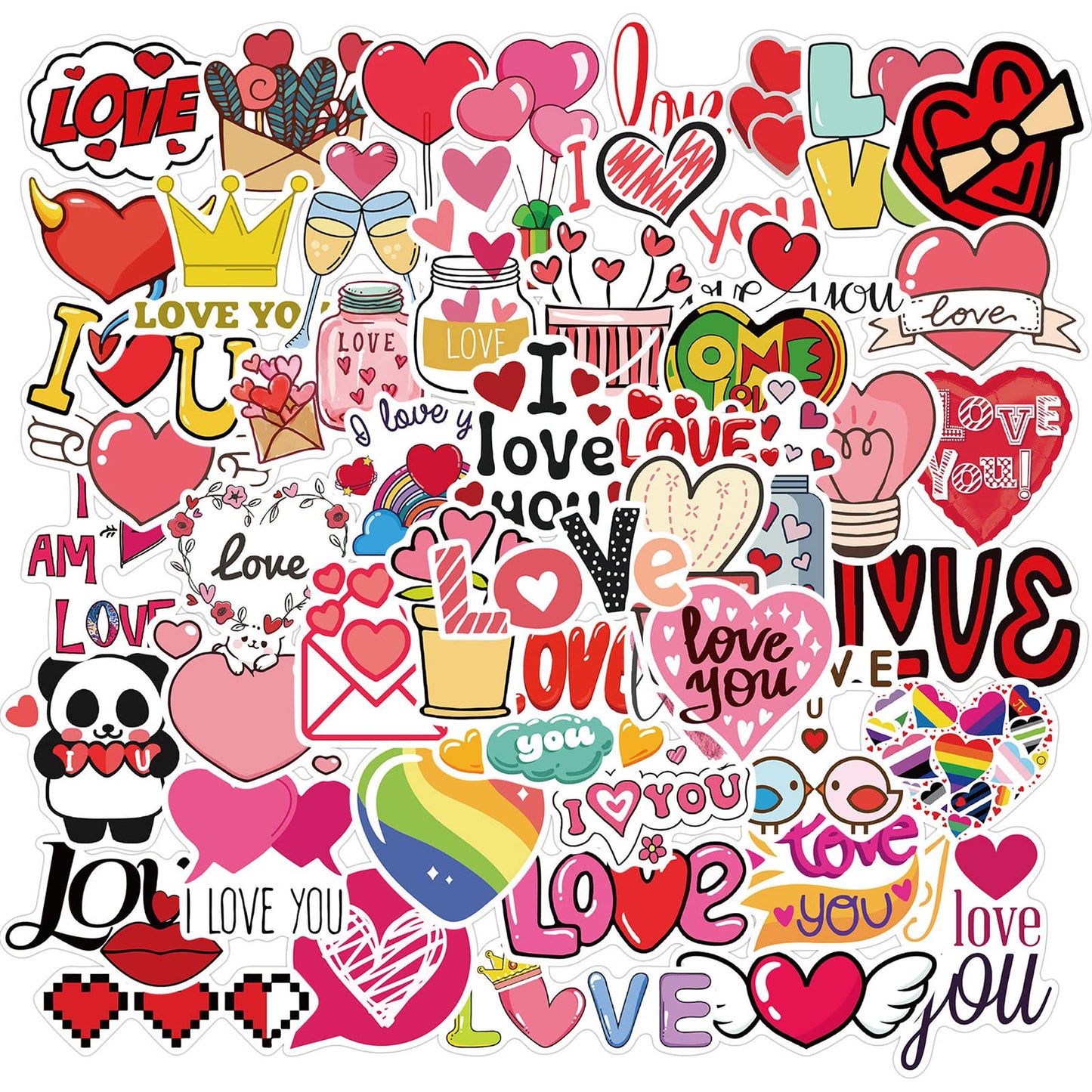 50Pcs Love Stickers Decals Valentine Day Stickers Vinyl Decal Sticker