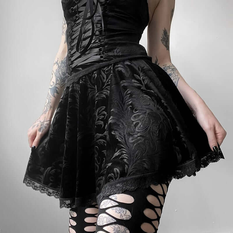 Korean Velvet Print Slim Sexy Skirt woman women date couple party night clubbing nightclub