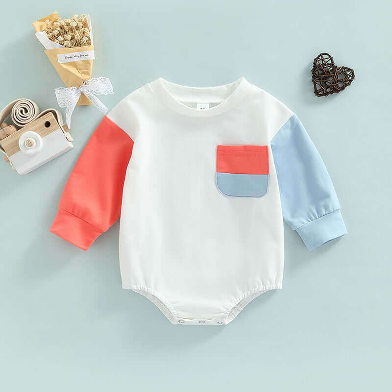 Contrast Long Sleeve One-Piece Romper baby