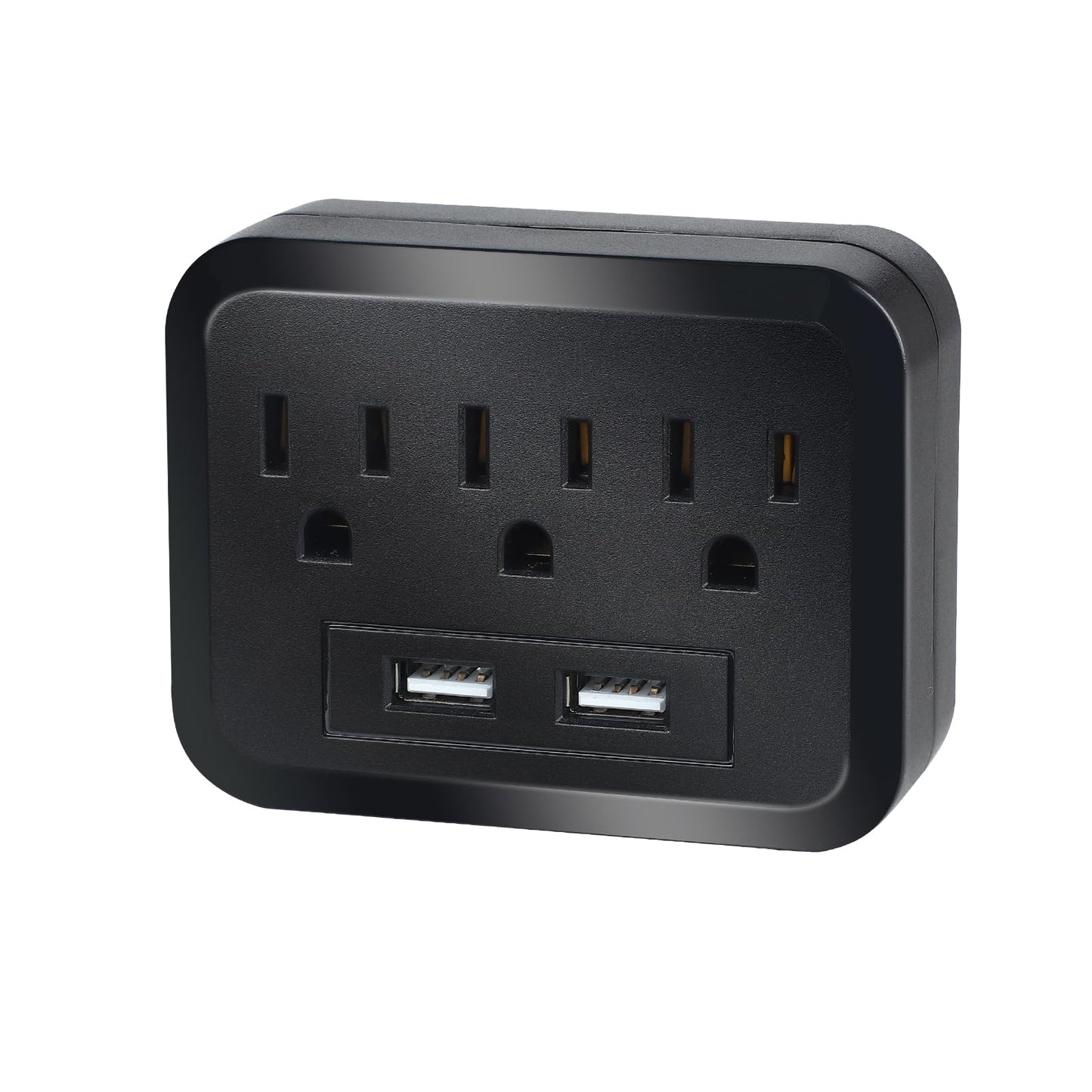 Wall Surge Protector - 3 AC Outlets and 2 USB Ports Power Strip with Premium Protection Wall Mount Outlet Splitter Extender Charging Station (Black)