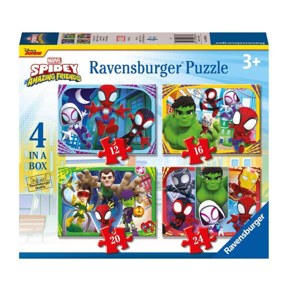 Ravensburger - Puzzle Spidey and his amazing friends Marvel Childrens puzzle 4 puzzles in 12162024 pieces Puzzle for children +3 years Puzzle size 70x50cm