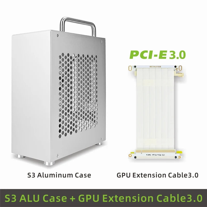METALFISH S3 MINI-ITX Case All Aluminum Computer Mini Small Chassis Support Flex PSU/195mm GPU