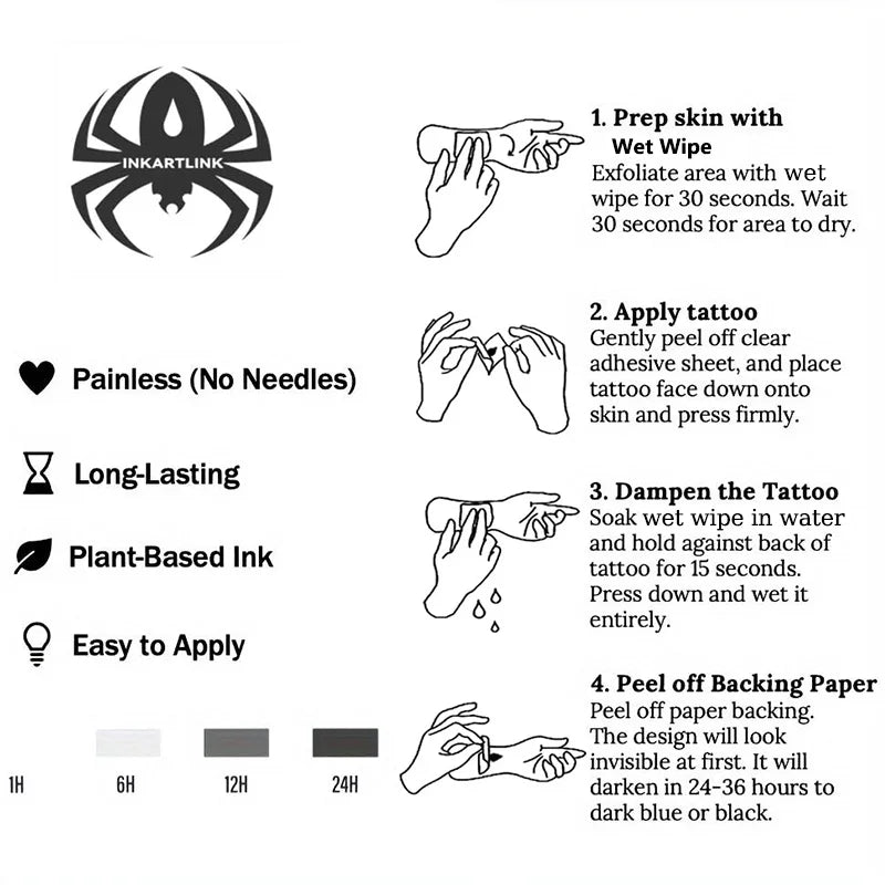 Compass temporary tattoo sticker, waterproof magic tattoo, lasts to 15 days fake tattoo, semi permanent tattoo