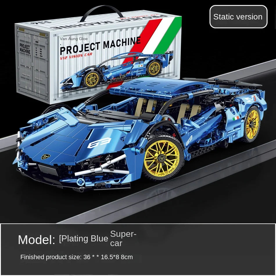 1280PCS Black Samurai Remote Control Sports Car Model DIY Building Blocks Racing Puzzle Toy for Children Gift