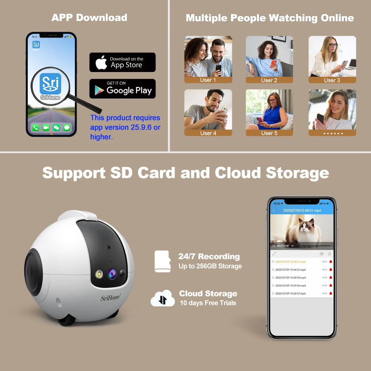 HD Wifi Camera 360° Pet Robot Toys Interactive Pets Camera 1080P Full Move Freely 2-Way Audio APP Remote Control Long Standby