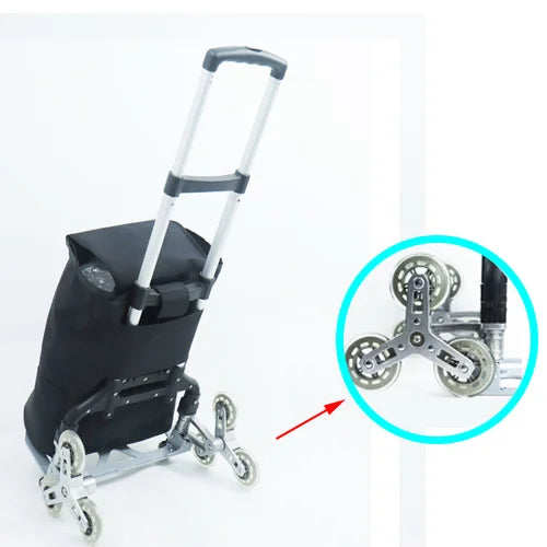 100KG All Terrain Stair Climbing Cart Hand Truck with Bungee Cord Folding Trolley for Upstairs Cargo with 6 Crystal Wheels 트롤리