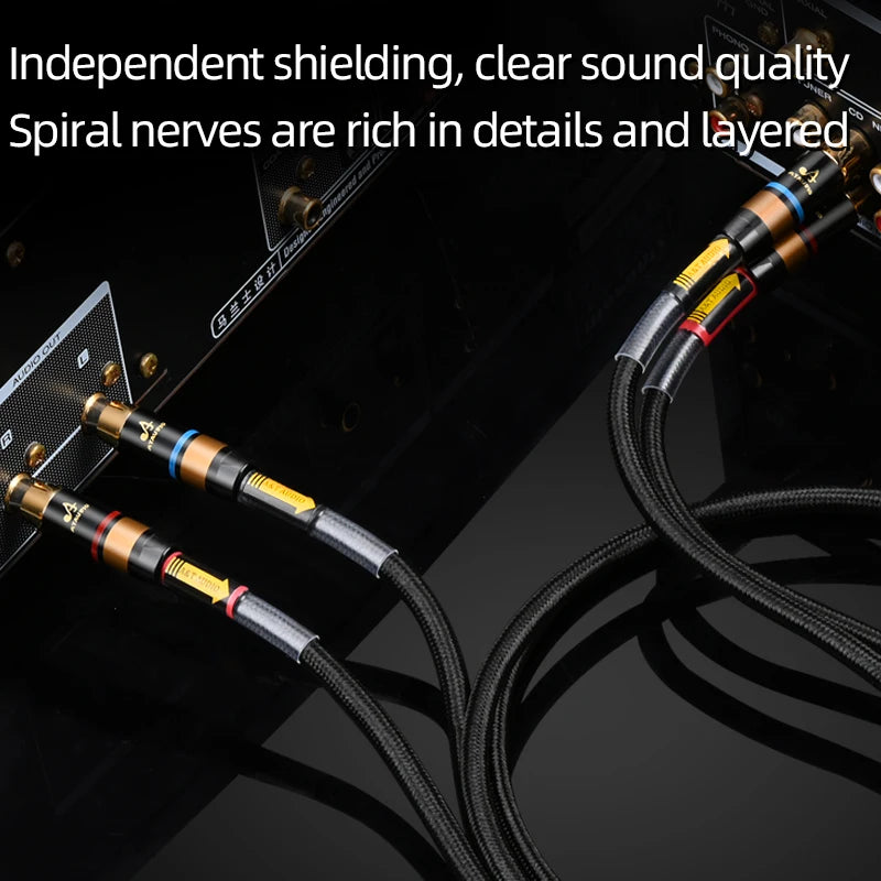 One Pair HIFI RCA Cable HiFi Main Core Independent Shielding RCA to RCA Audio Cable 6N OFC Audio Cable