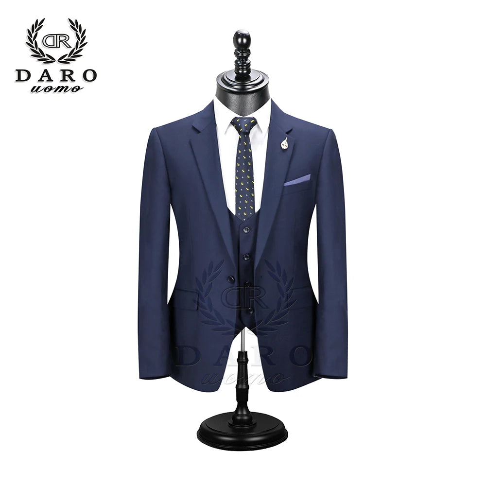 2026 DR DARO UOMO Men Suits Slim Fit for Business Work and Wedding Wear 3Pcs Set DRV6158