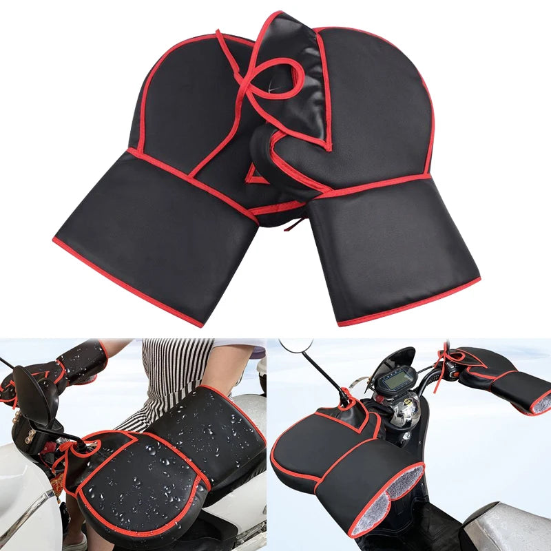 Protective Motorcycle Scooter Thick Warm Handlebar Muff Grip Handle Bar Muff Rainproof Riding Winter Warmer Thermal Cover Gloves