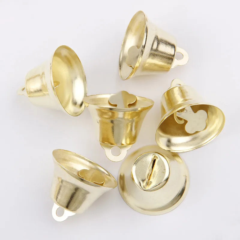 12/14/16/21/26mm Gold Iron Vacuum Christmas Open Jingle Bells Pendant Handmade Party DIY Crafts Accessories