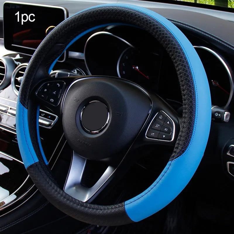 Universal Car Steering Wheel Cover For 37-38cm Steer Wheel Faux Leather Breathable Car Wheel Cover Interior Auto Accessories