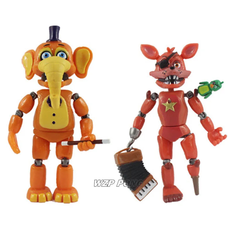 6Pcs/set Midnight Bear Toys Fazbears Pizzeria Simulator Ver Chica Lighte Movable Joints Figurine Toys