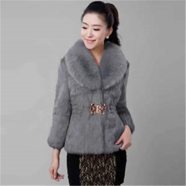 New Short Fur Coat Women Jacket 2024 Autumn Winter Imitation Rabbit Hair Short Korean Loose Thin Large Fur Collar Women Coat