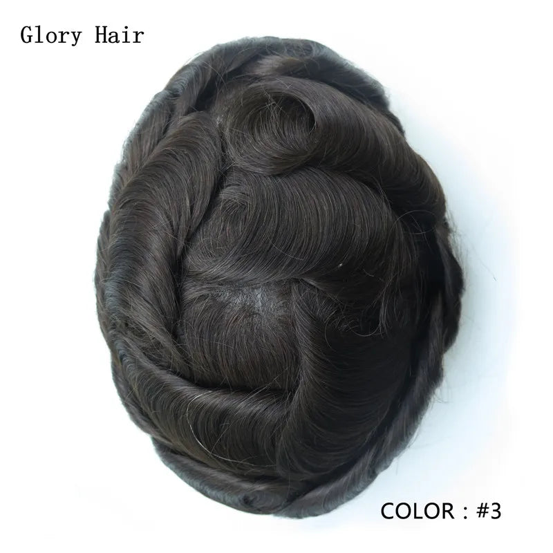 0.12-0.14mm Injected Male Hair Prosthesis Injection Thin Skin Toupee Man Wigs Human Hair Men's Capillary Prothesis For Hair Loss