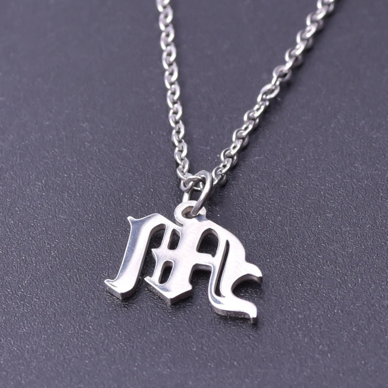 2pcs Stainless Steel Initial Necklace For Men Women Chain Old English Pendant 26 Letters Statement Necklaces Jewelry Couple Gift