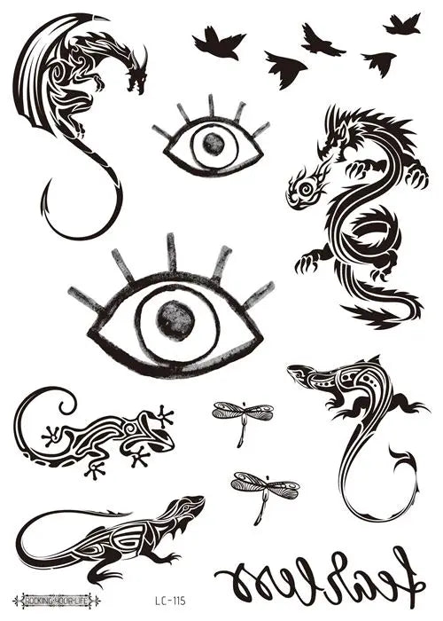 Big Size Malone Tattoo Bull Head Face Sticker Men Neck Hand Back Cool Body Art Temporary Tattoo Sword Letter Fake Tatoo 21x15cm