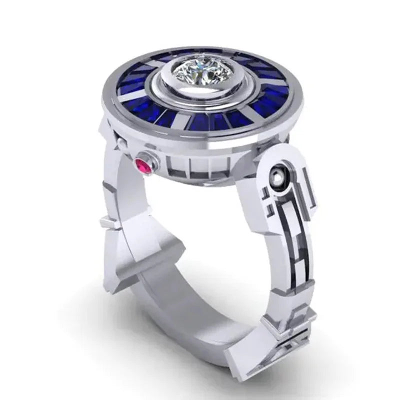 New luxury exquisite robot UFO shape geometric jewelry ladies engagement wedding Valentine's Day gift ring