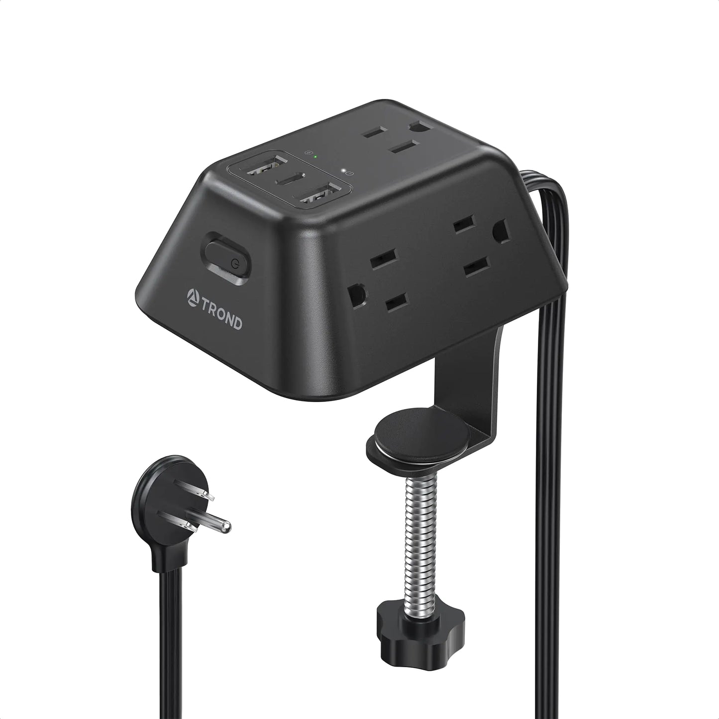 Desk Clamp Power Strip Surge Protector with 5 AC Outlets and 3 USB Ports Desk Mount Charging Station Fit 1.97in Tabletop Edge Thick 6FT Extension Cord for Home Office Gaming Desk Accessories