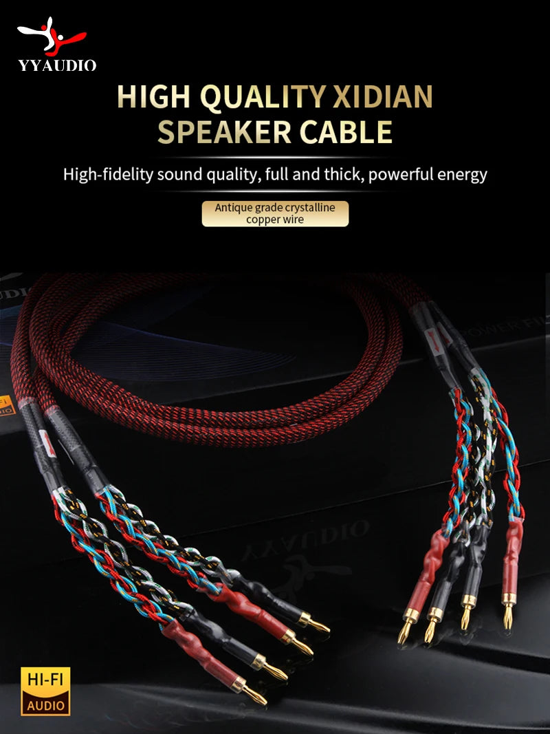 YYAUDIO speaker wires, high-end speaker wires, professional hifi pure copper audio wires with banana heads
