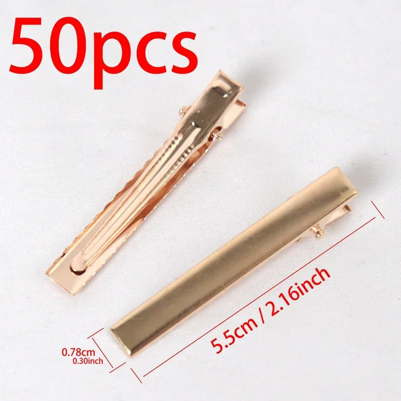 50Pcs Hair Alligator Metal Hair Clips Duckbill Blank Setting Base DIY Hairpins Barrette Ornament Hair Styling Tool Accessories