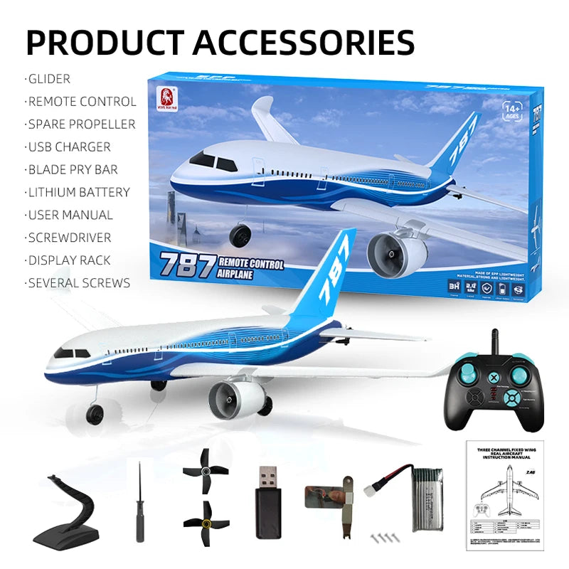 BM30 787 3CH RC Airplane 2.4G Remote Control Glider Intelligent Gyroscope EPP Foam Aircraft Plane Model Toys for Adults BM29