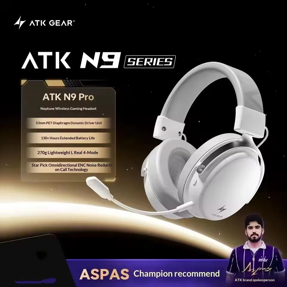 ATK N9 Game Headset Three Mode Wireless Headworn PS5 PC Gaming Headset Microphone Virtual 7.1 Surround Noise Reduction Headset