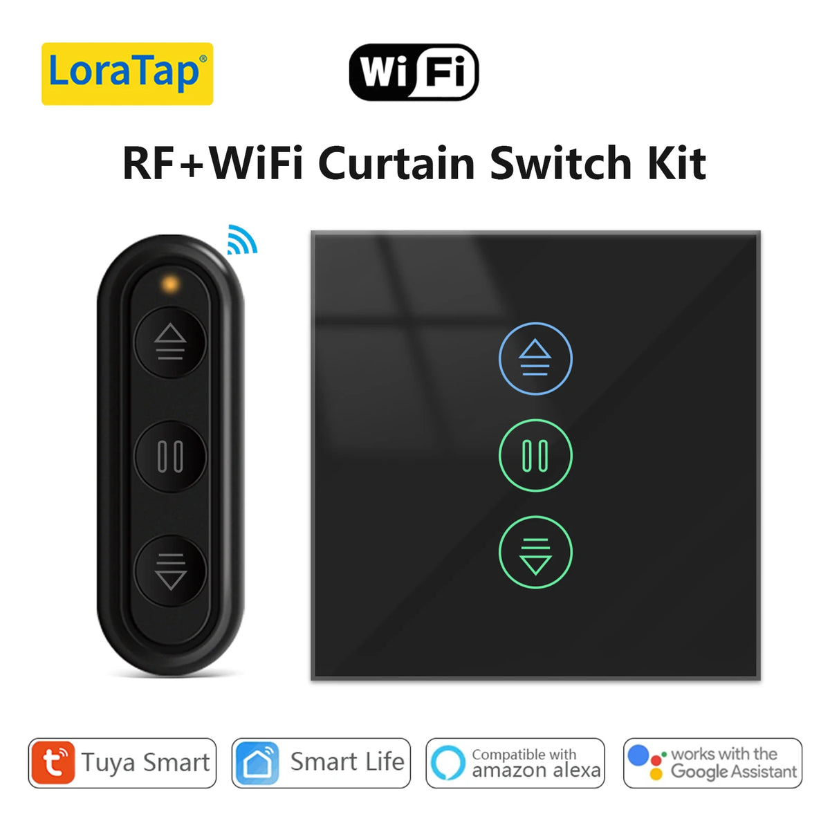 Tuya Black Curtain Roller Shutter Blinds Switch Smart Life App Percentage Progress Remote Control Google Assistant Alexa