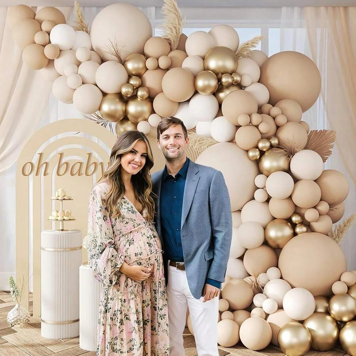 144PCS coffee colored latex balloon wreath set, suitable for wedding season, birthdays, popular parties, and bridal showers