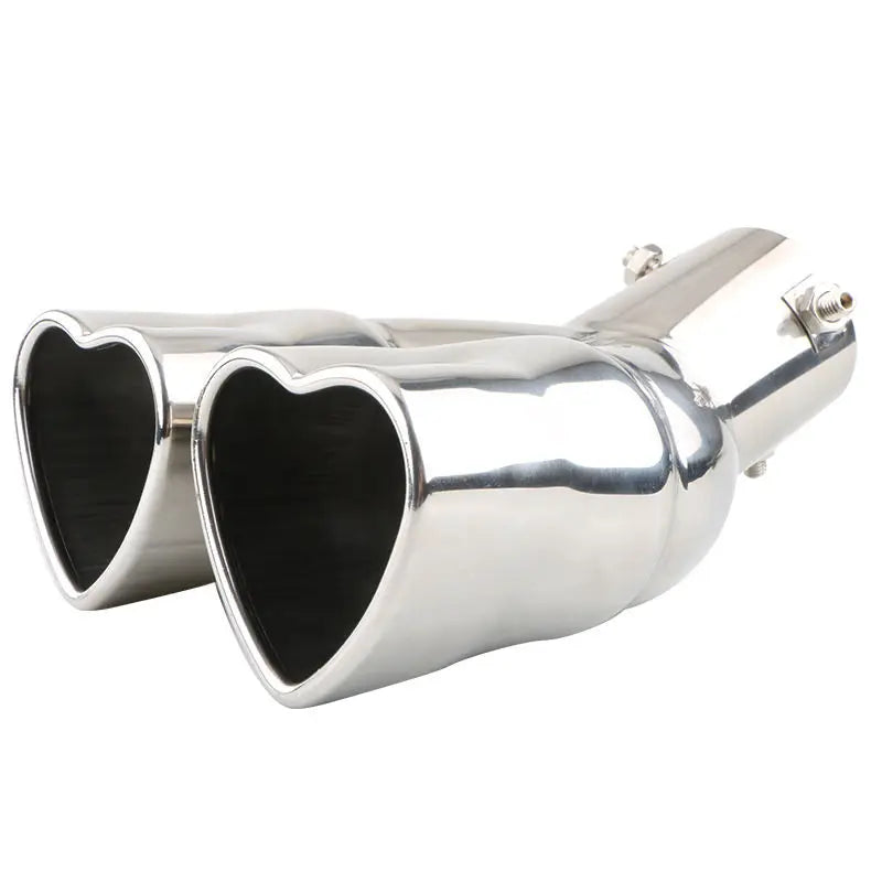 Car heart-shaped double row single row color car tail throat thickened stainless steel love bake blue exhaust pipe
