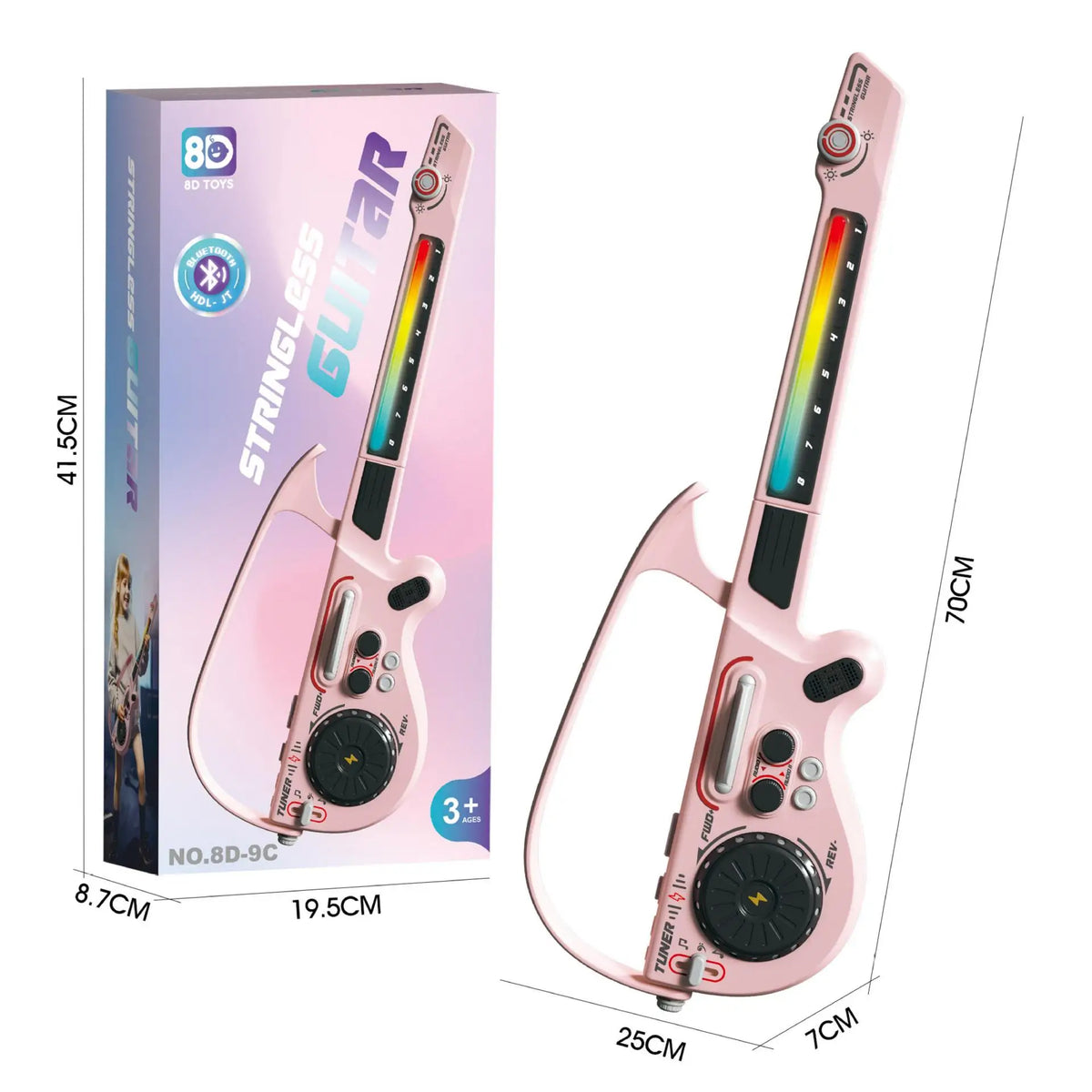 Multifunctional Stringless Electric Guitar Foldable DJ Guitar with Ambient Light Bluetooth Connectivity Musical Instrument Gift