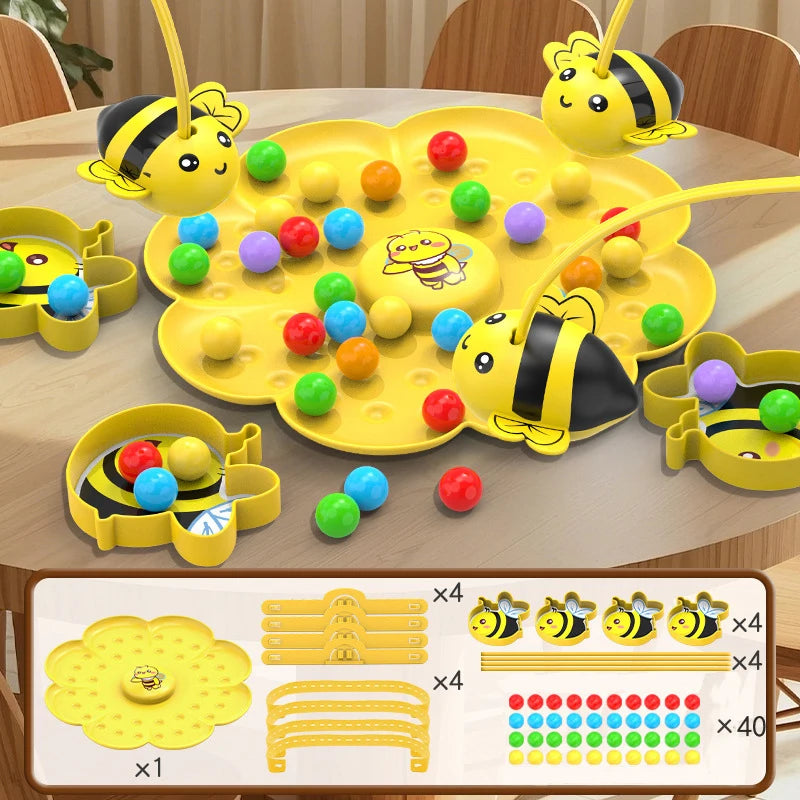 Bumble Bee Magnetic Toy Funny Family Board Games Montessori Interactive Fishing Sorting Game for Kids and Adults 2‑4 Player