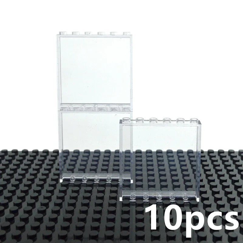 DIY Building Block 10pcs Door Window Frame Wall City 1x6x5 1*4x3 Glass Transparent Panel House Parts MOC Bricks 59350 59349 Toy