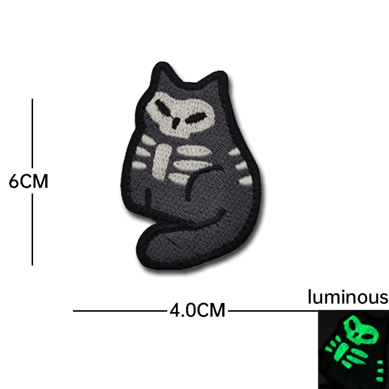 Cartoon Cat embroidery patch mouse luminous PVC Hook Loop armband outdoor DIY backpack Tactical Patches Backing