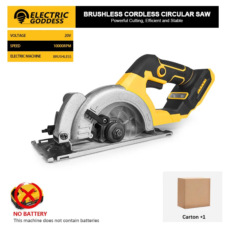 Electric Goddess 5in Brushless Electric Circular Saw For Dewalt 20V Battery Cordless 1000W Handheld Woodwork Saw Power Tool 