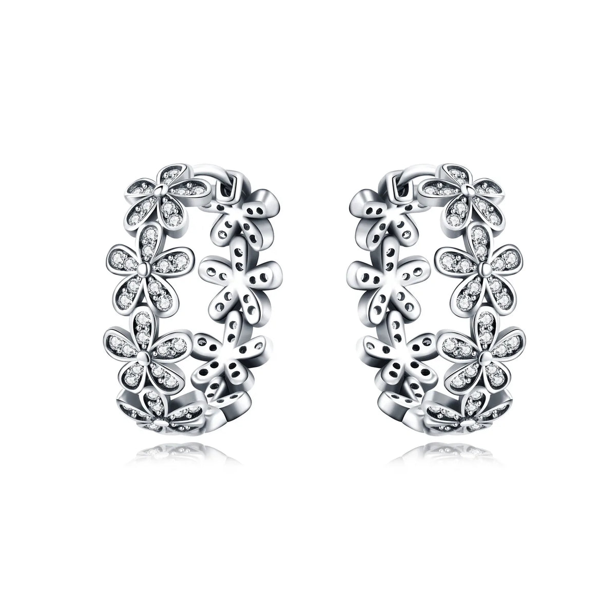 PANPOKI Original 925 Sterling Silver Beautiful Tulip Flower Earrings Women Hoop Earring Anniversary Jewelry Trendy Gifts