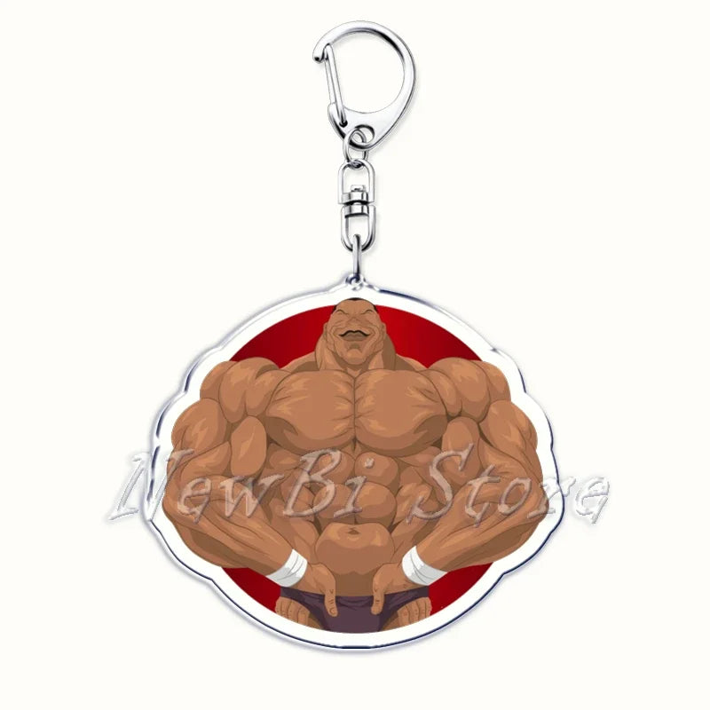 Japanese Anime Hanma Baki Son of Ogre Keychain for Yuujirou Characters Pendant Key Chain Ring Keyring Jewelry Holiday Giftss