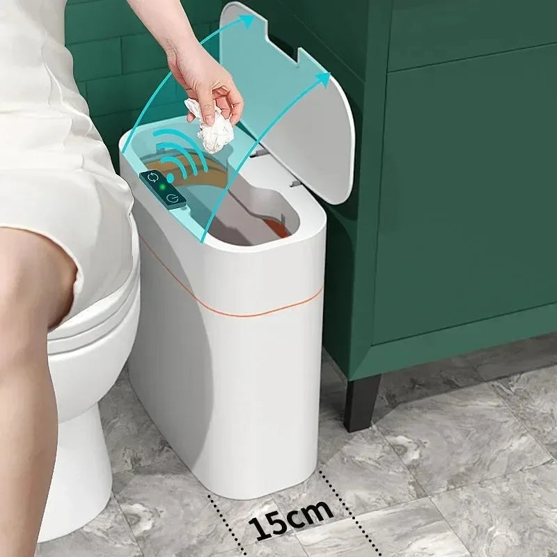Intelligent induction trash can, automatic household living room, bathroom, electric new version, seam belt cover trash bin