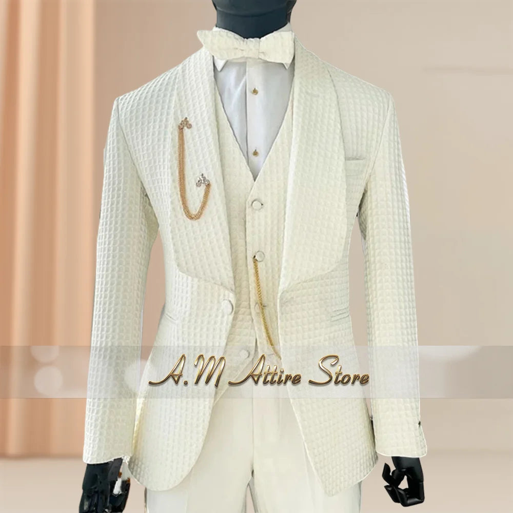 Premium Striped Men's Suit 3-piece Blazer Vest Black Pants Set for Wedding Groom Banquet Business Events Dress Handmade Tuxedo