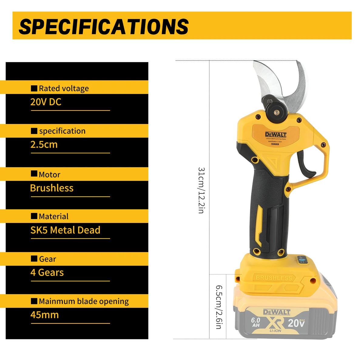 DEWALT Brushless Electric Pruning Shears Cordless Fruit Tree Branches Scissors Power Tool For DEWALT 20V Battery.MPP569