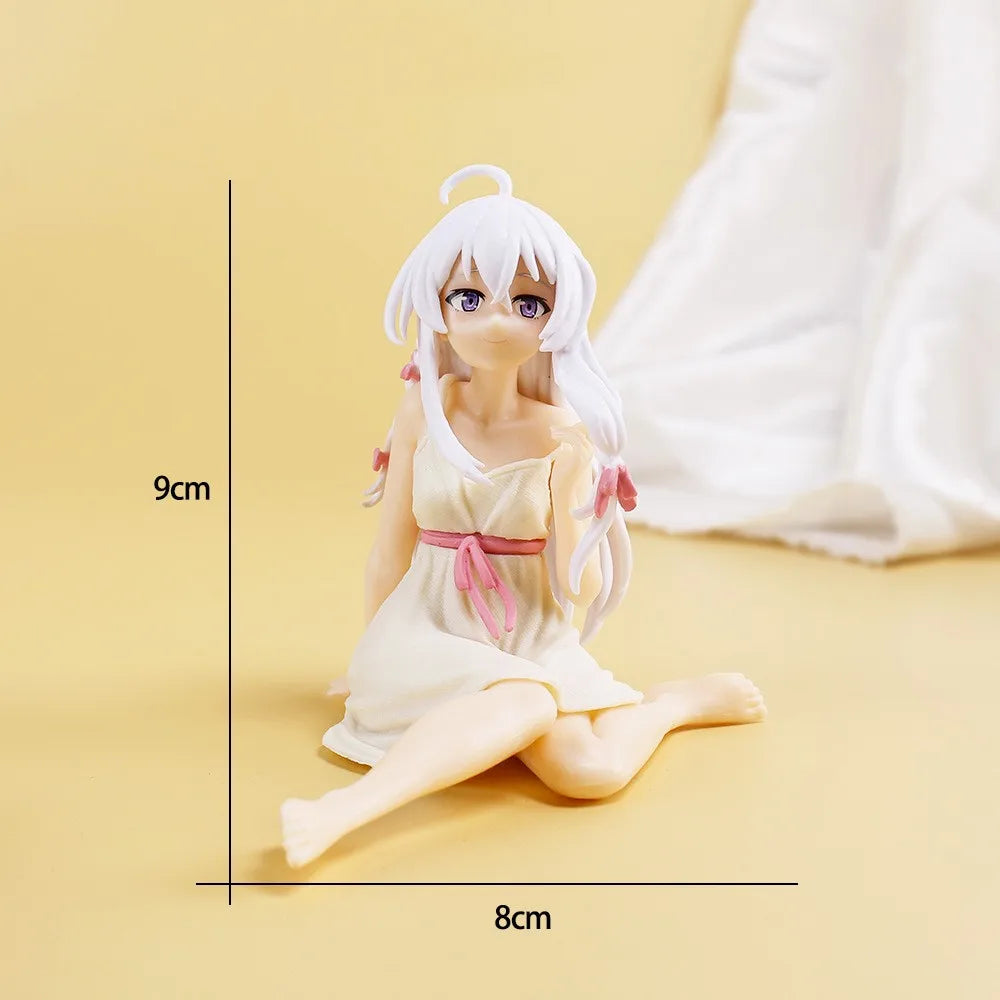 Hot The Journey Of Elaina Sitting In Pajamas Anime Girl Figure 11cm Model Statue Collection Desktop Decoration Toys