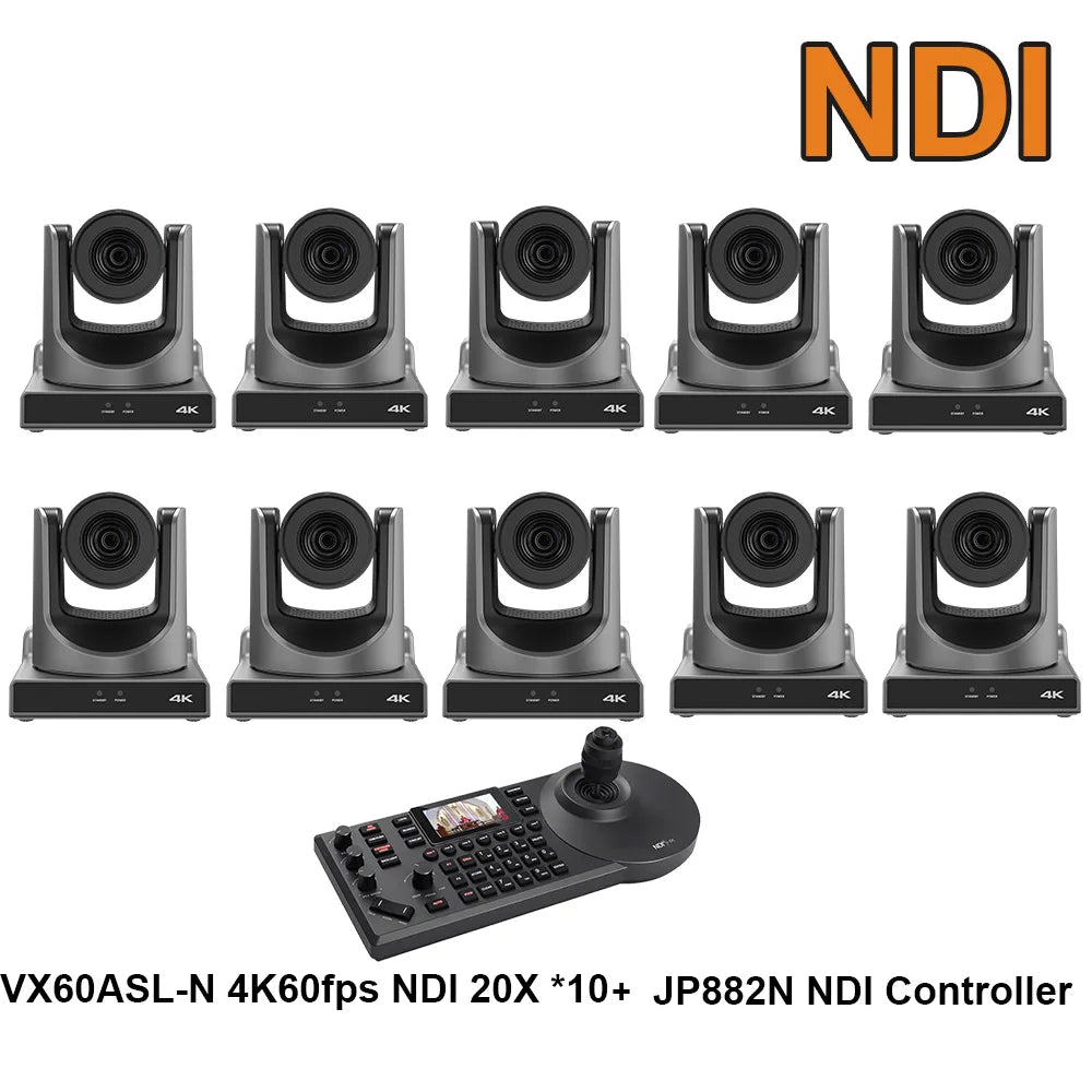 4k60fps NDI POE PTZ Camera 20X Zoom Live Streaming Camera and 1pc NDI PTZ Camera Controller for Video Conference 1-10pcs