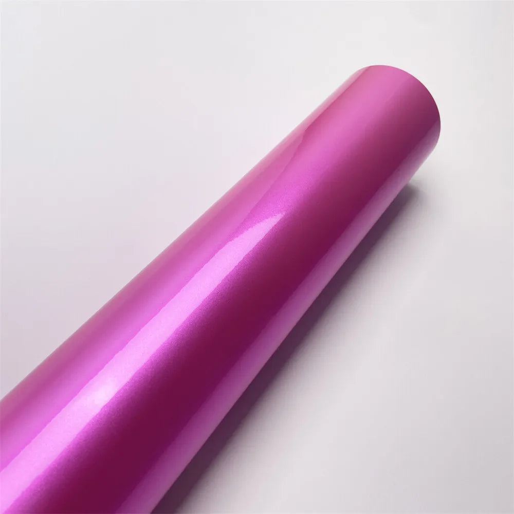 Candy Pink Vinyl Wrap Film for Auto Tuning Bike Motorcycle Metallic Decal Glossy Adhesive Sticker with Air Release Channels