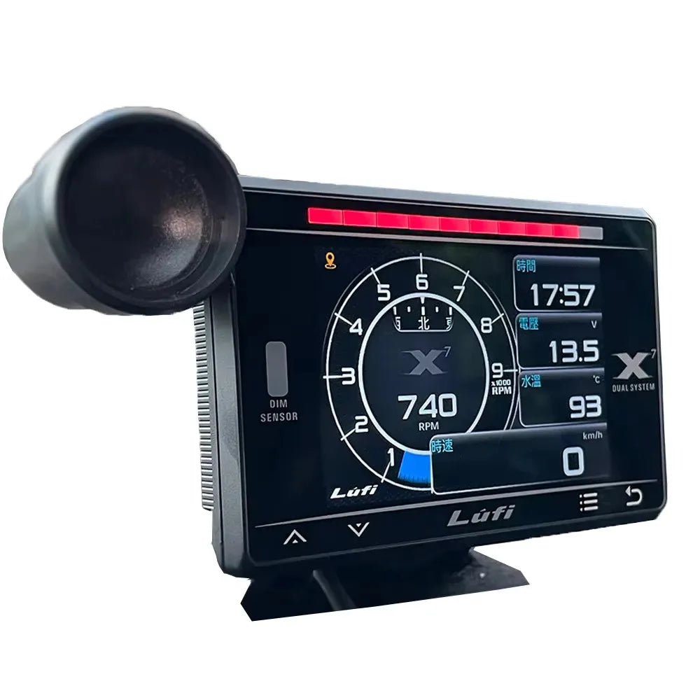 LUFI X7 4th Gauge GPS Head-up Display Turbocharged Oil Pressure Oil Temperature G Value Gyroscope LCD Display RGB LED OBD2 Meter