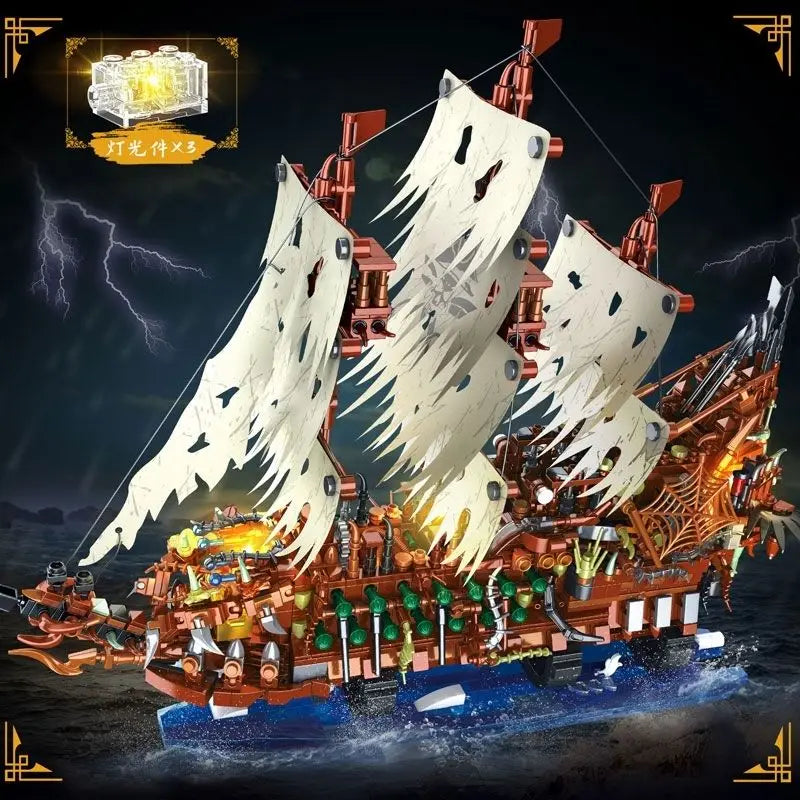 Flying Dutchman Pirate Ship Building Blocks Caribbean Pirate Ship Assembly Toys Boys and Children DIY Models New Year Gifts