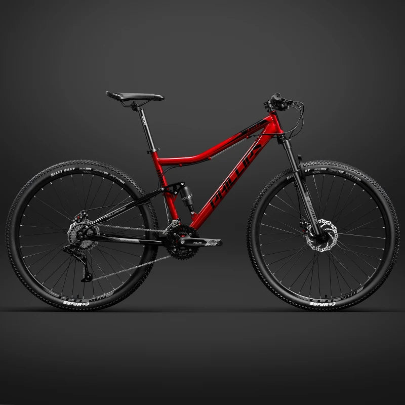 Soft Tail Mountain Bike, Dual Shock Absorbing Cross-Country Mountain Bicycle,Downhill Bicycle Double Disc Brake, 24/27/30 Speed,